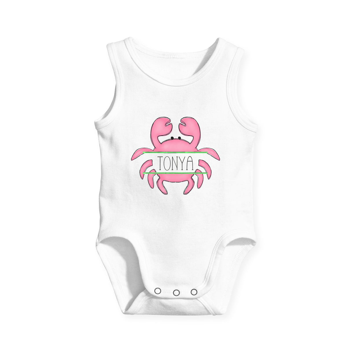 Personalized Crab Sleeveless Bodysuit