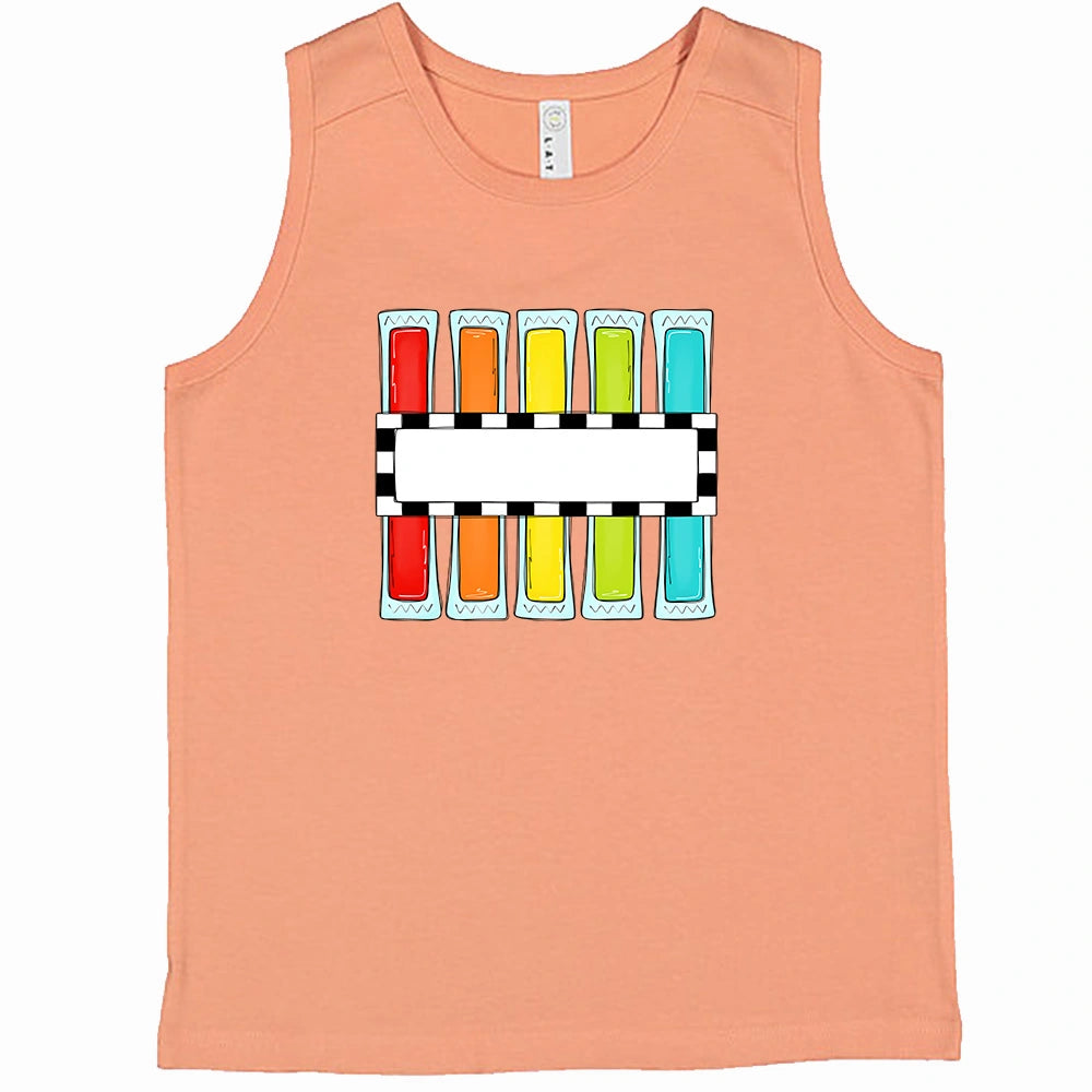 
                  
                    boys sunset tank top with popsicle design. Name is added in the center.
                  
                