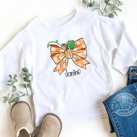 Pumpkin Bow Long Sleeve Tee - Petite & Sassy Designs