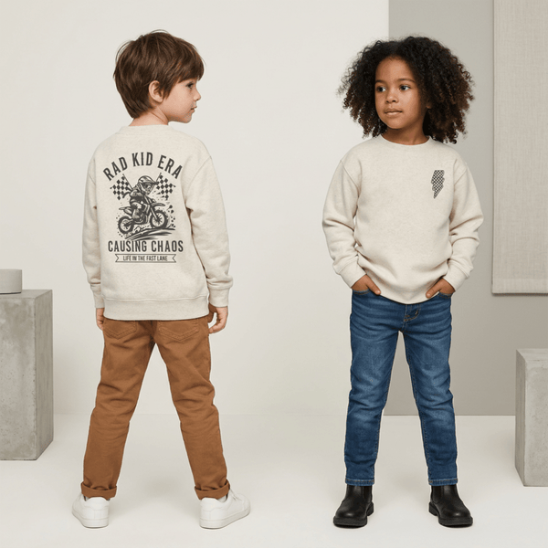Moto Kids Sweatshirt with Printed Moto Rad Kid Era - Petite & Sassy Designs