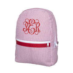 Red Seersucker Medium Backpack - Petite & Sassy Designs