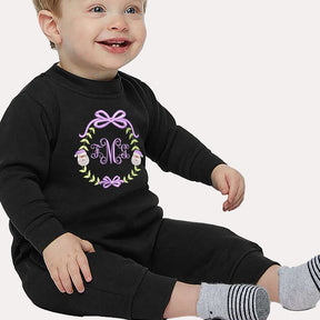 Embroidered Santa Frame Fleece Romper - Petite & Sassy Designs