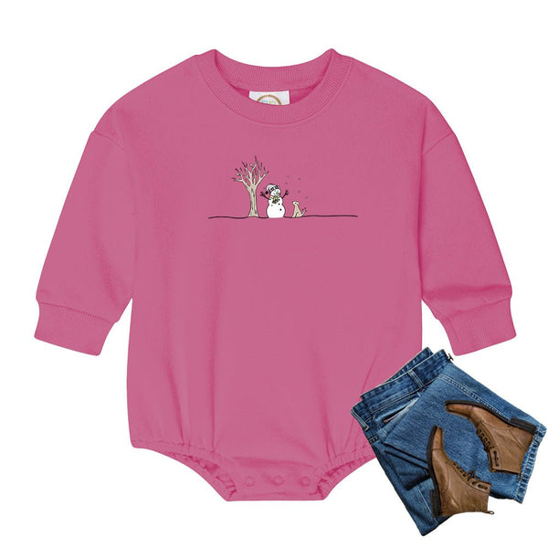 Snowman and Dog Sweatshirt Bubble - Petite & Sassy Designs