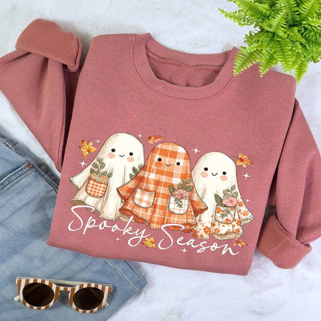Spooky Season Ghost Mauve Sweatshirt - Petite & Sassy Designs
