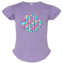 Spring Floral Monogram Flutter Sleeve T-shirt - Petite & Sassy Designs