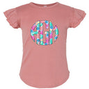 Spring Floral Monogram Flutter Sleeve T-shirt - Petite & Sassy Designs