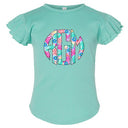 Spring Floral Monogram Flutter Sleeve T-shirt - Petite & Sassy Designs