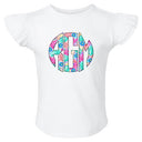 Spring Floral Monogram Flutter Sleeve T-shirt - Petite & Sassy Designs