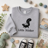 Little Stinker Toddler Embroidered Heather Gray Sweatshirt | Fringe-Tailed Skunk