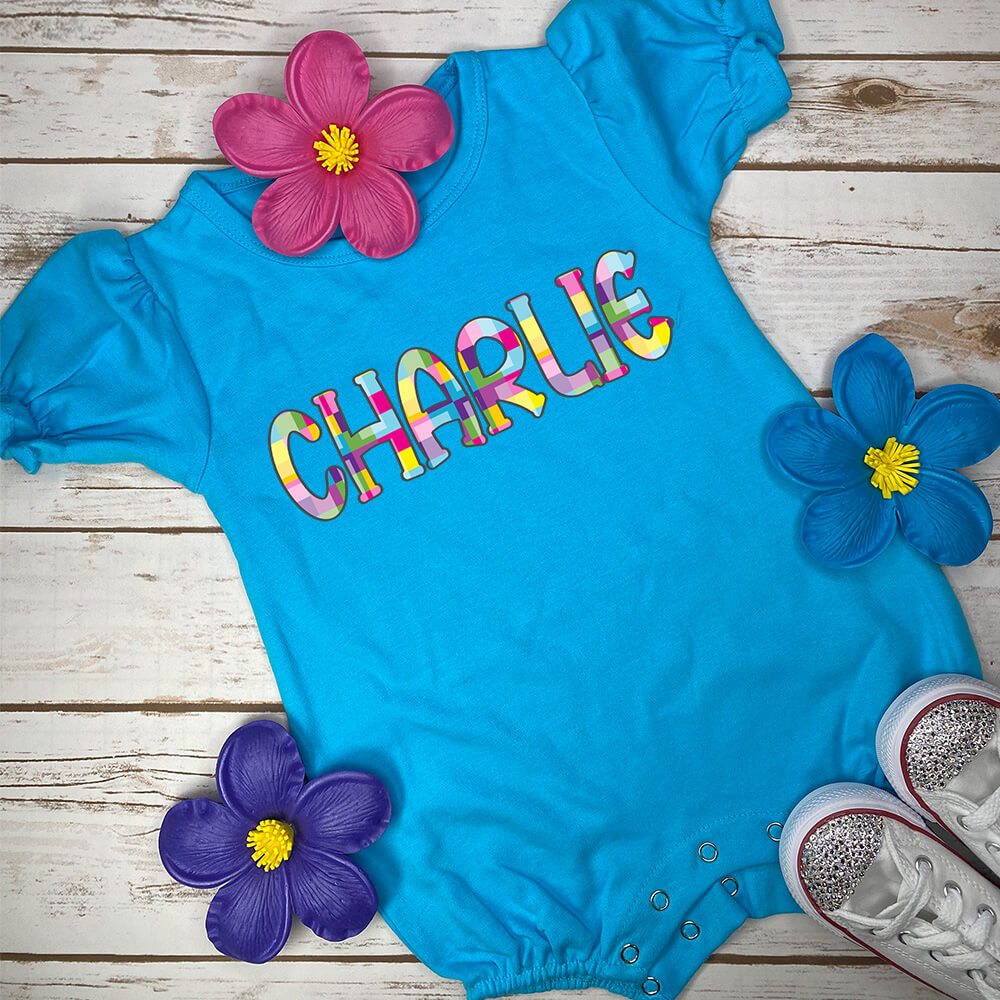 Personalized Plaid Name Toddler Romper