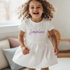 Girls Fine Jersey Dress in White - Petite & Sassy Designs