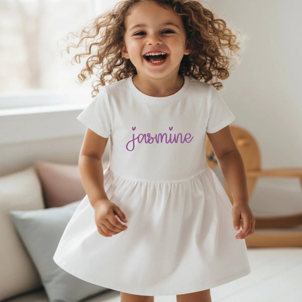 Girls Fine Jersey Dress in White - Petite & Sassy Designs
