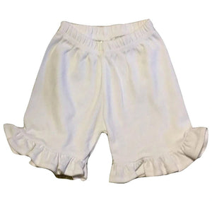 White Ruffle Hem Shorts - Petite & Sassy Designs