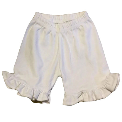 White Ruffle Hem Shorts