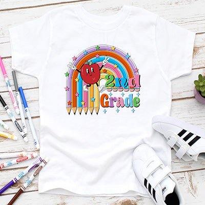 Back to School Pencil Rainbow Grade T- shirts - Petite & Sassy Designs