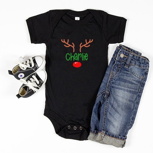 Personalized Reindeer Christmas Bodysuit - Petite & Sassy Designs