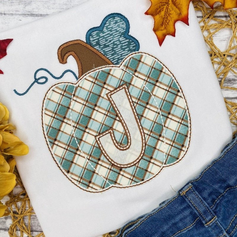 
                  
                    Plaid Pumpkin with Single Initial - Petite & Sassy Designs
                  
                