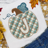 Plaid Pumpkin with Single Initial - Petite & Sassy Designs