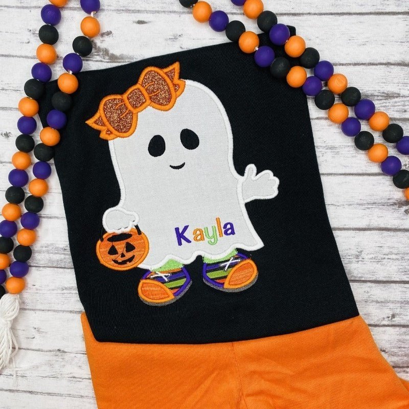 
                  
                    Applique Ghost with Pumpkin Shirt - Petite & Sassy Designs
                  
                