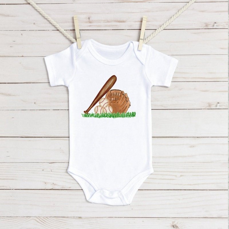 Baseball Bat & Glove Infant Bodysuit - Petite & Sassy Designs