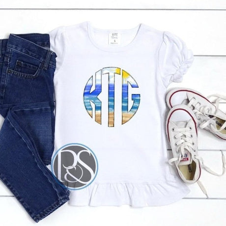 Beach Theme Monogram Shirt - Petite & Sassy Designs