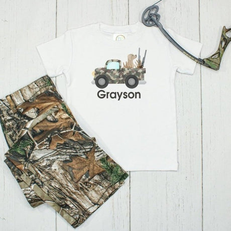 Camo Hunting Truck Graphic Tee - Petite & Sassy Designs