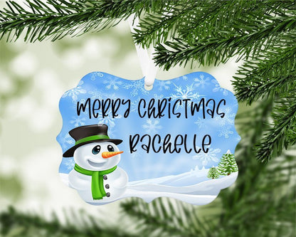 Custom Christmas Snowman Ornament - Petite & Sassy Designs