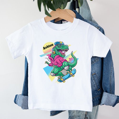 Skateboard Dinosaur Personalized T-shirt - Petite & Sassy Designs