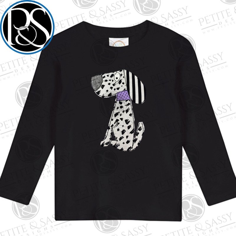 Dog Applique Ruffle Sleeve Shirt - Petite & Sassy Designs