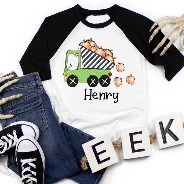 Dump Truck Fall Themed Raglan - Petite & Sassy Designs