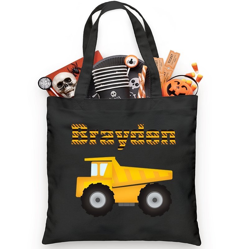 Earthmover Truck Personalized Trick or Treat Bag - Petite & Sassy Designs