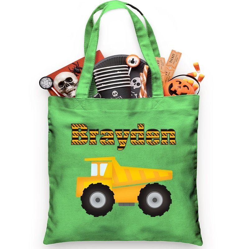 Earthmover Truck Personalized Trick or Treat Bag - Petite & Sassy Designs