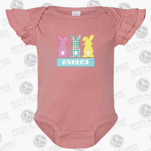 Easter Bunny Trio Flutter Sleeve Bodysuit - Petite & Sassy Designs