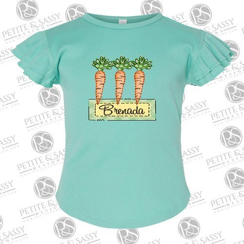 Easter Carrot Trio Flutter Sleeve T-shirt - Petite & Sassy Designs
