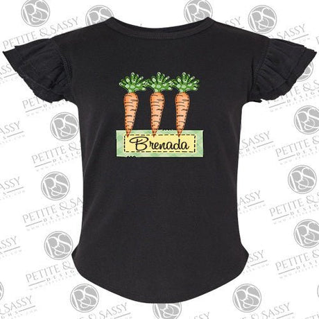Easter Carrot Trio Flutter Sleeve T-shirt - Petite & Sassy Designs