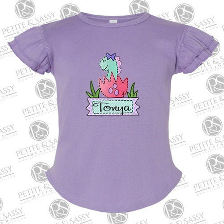 Easter Dino Flutter Sleeve T-shirt - Petite & Sassy Designs