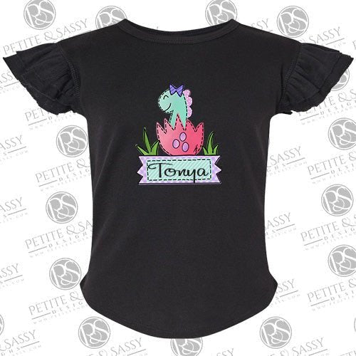 Easter Dino Flutter Sleeve T-shirt - Petite & Sassy Designs