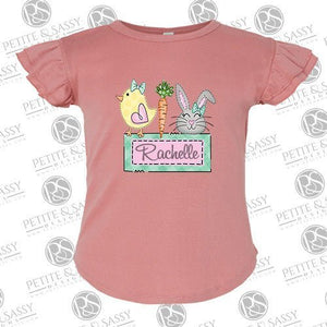 Easter Trio Flutter Sleeve T-shirt - Petite & Sassy Designs