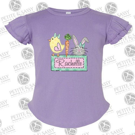 Easter Trio Flutter Sleeve T-shirt - Petite & Sassy Designs