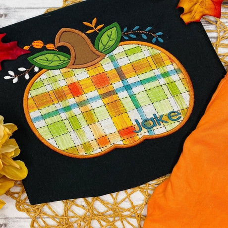 Fall Plaid Pumpkin Applique Shirt