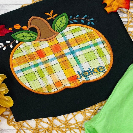 Fall Plaid Pumpkin Applique Shirt