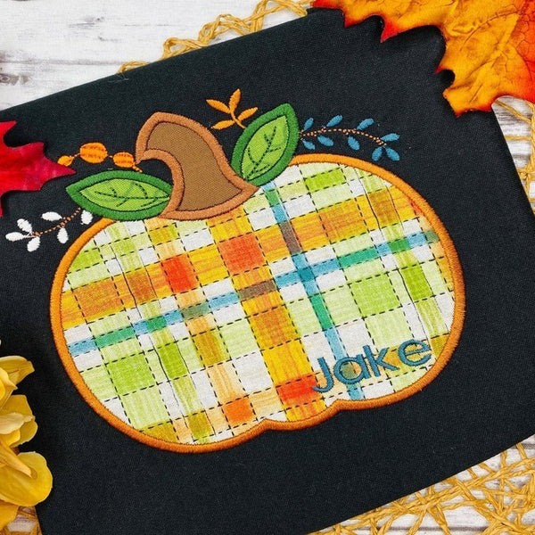 Fall Plaid Pumpkin Applique Shirt - Petite & Sassy Designs