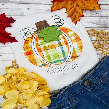 Fall Plaid Pumpkin Shirt - Petite & Sassy Designs