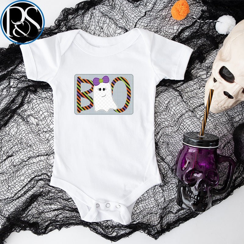 Faux Applique BOO Onesie Bodysuit - Petite & Sassy Designs
