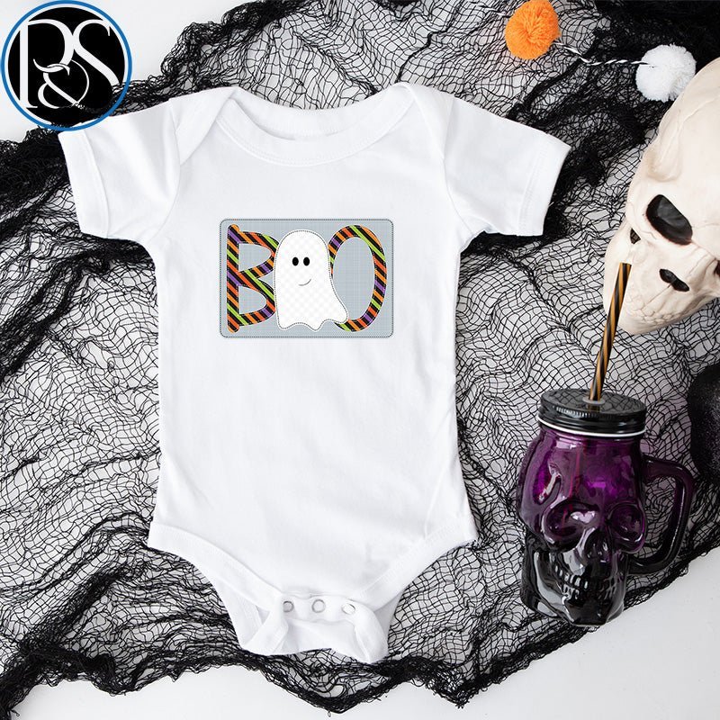 Faux Applique BOO Onesie Bodysuit - Petite & Sassy Designs