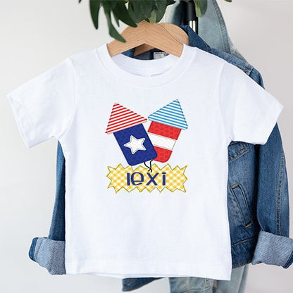 Patriotic Firework Duo Personalized T-shirt - Petite & Sassy Designs