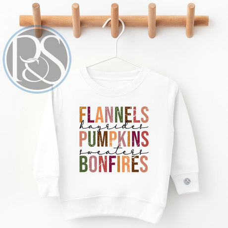 Flannels Hayrides Pumpkins Sweaters Bonfires Sweatshirt - Petite & Sassy Designs