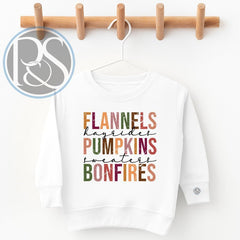 Flannels Hayrides Pumpkins Sweaters Bonfires Sweatshirt - Petite & Sassy Designs