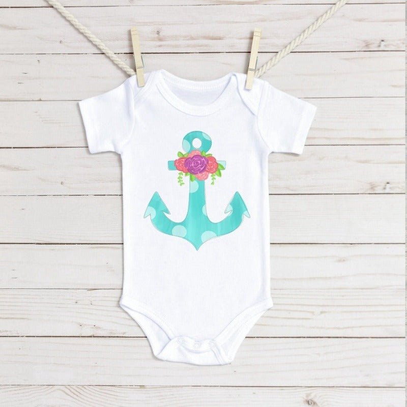 Floral Anchor Bodysuit - Petite & Sassy Designs