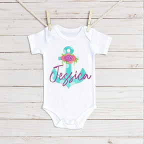 Floral Anchor Bodysuit - Petite & Sassy Designs
